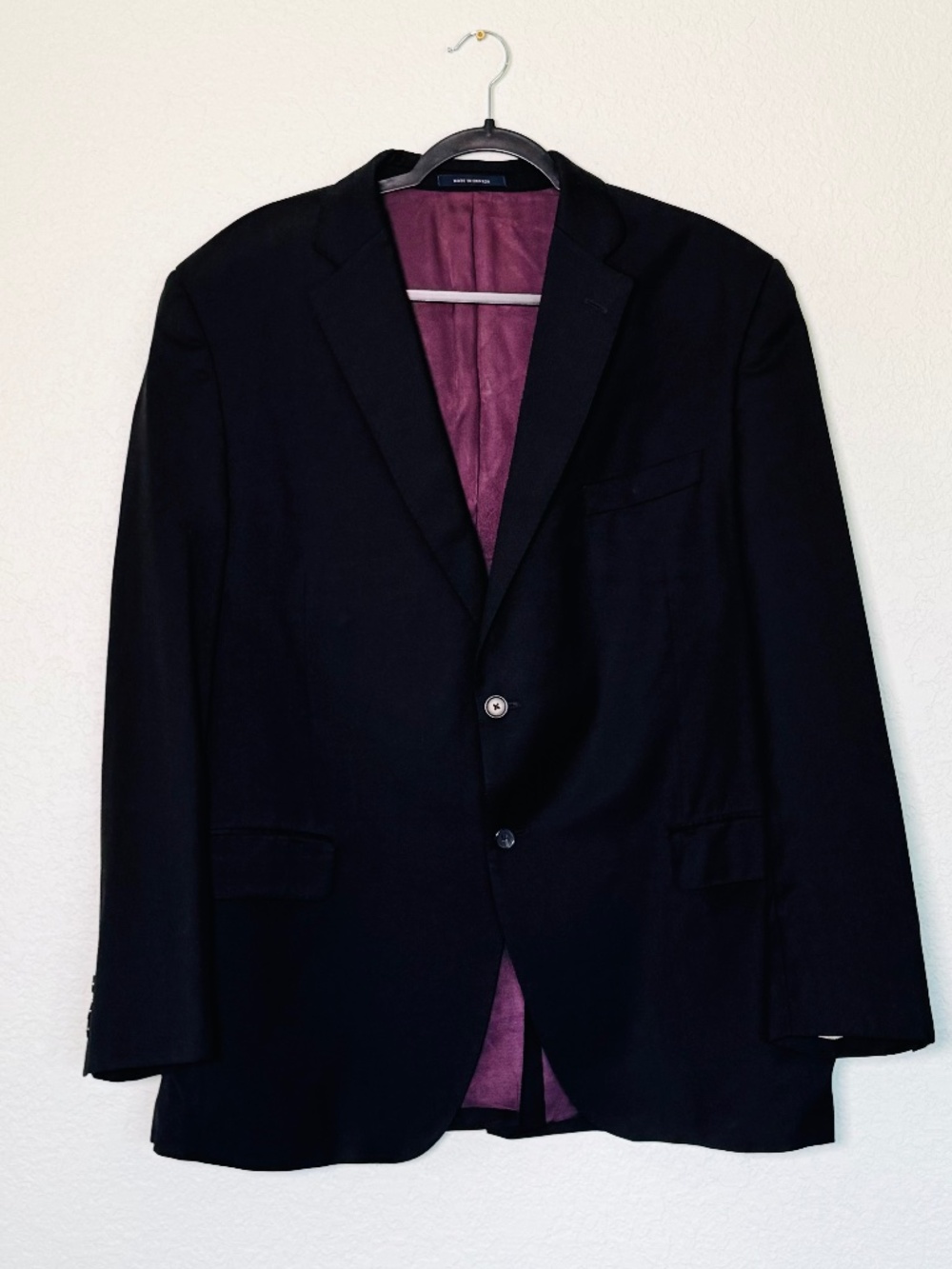 Cremieux Blazer Mens 44R Black Loro Piana 130s Wool 2 Button Sport Coat Classic